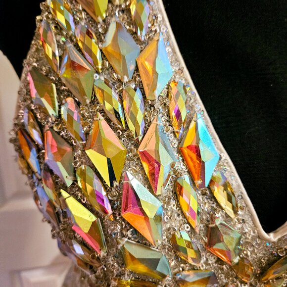 Fully Sequined/Beaded White/Multi Cocktail Dress. Black Tie. Formal. Sz 6. - Picture 4 of 4